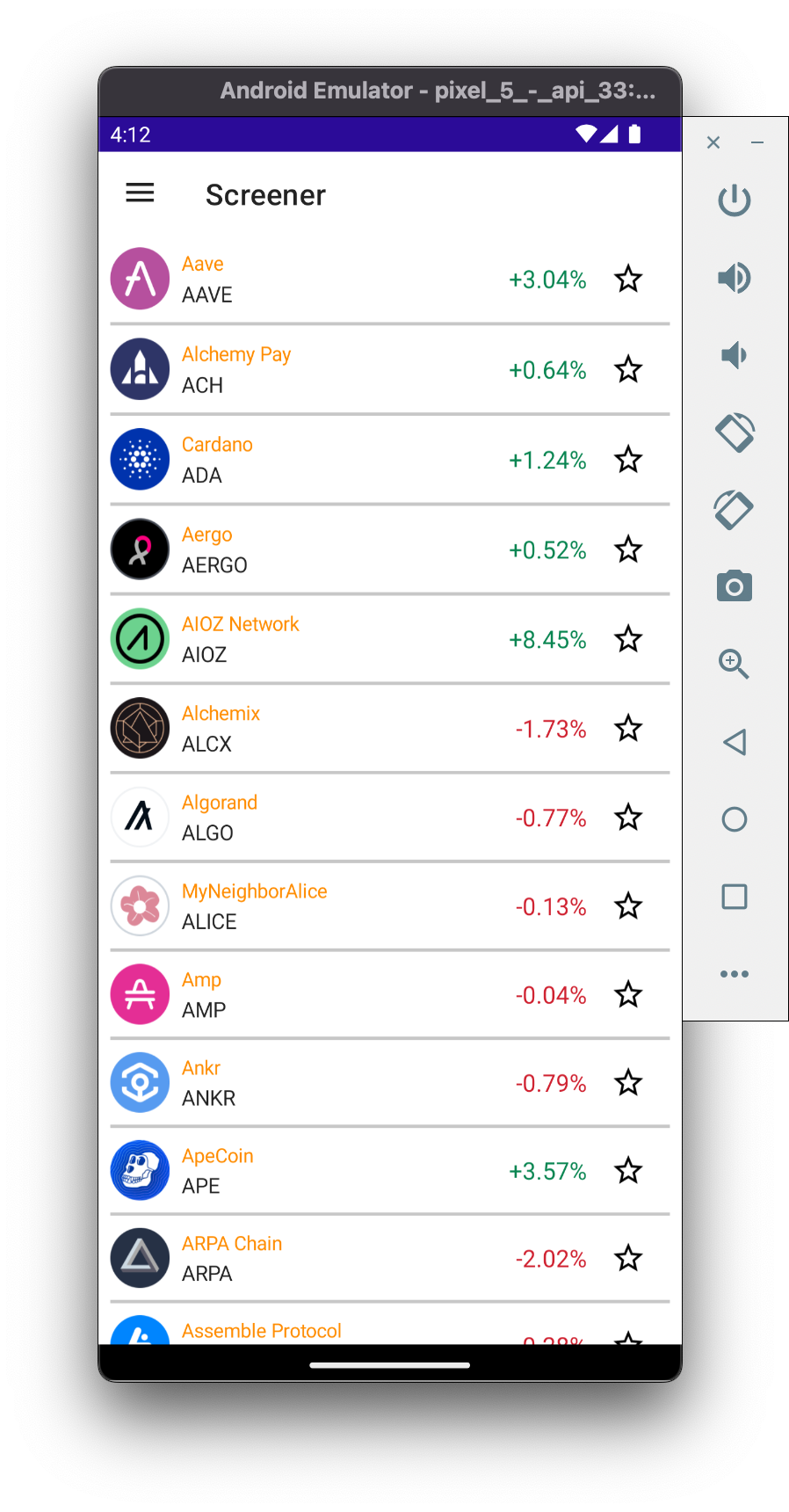 Real Data on Screener Page